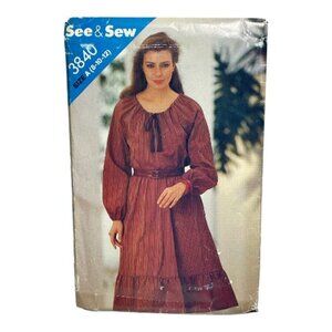 See & Sew Sewing Pattern 3840 Boho Top & Skirt Sz 8 10 12 FF Uncut Vintage
